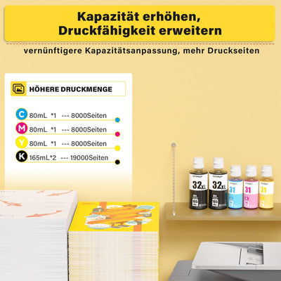 Osinkjet Druckertinte 31 32XL Kompatibel für HP Smart Tank Plus 555 Drucker, Tinte 31 32 XL für Smart Tank 5105 7005 7605 7305 7006 7306 5106 5107 455 515 519 530 558 559 570 655 670 750 790 Drucker