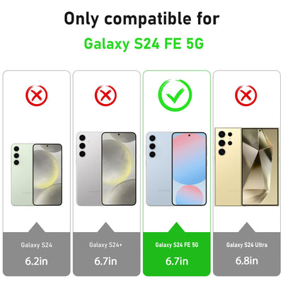 Qasyfanc Handyhülle Kompatibel mit Samsung Galaxy S24 FE Hülle mit Kameraschutz und 2 Stück Schutzfolie, Hard PC Nie Vergilbung Case Transparent Militärschutz Fallschutz Schutzhülle, Klar