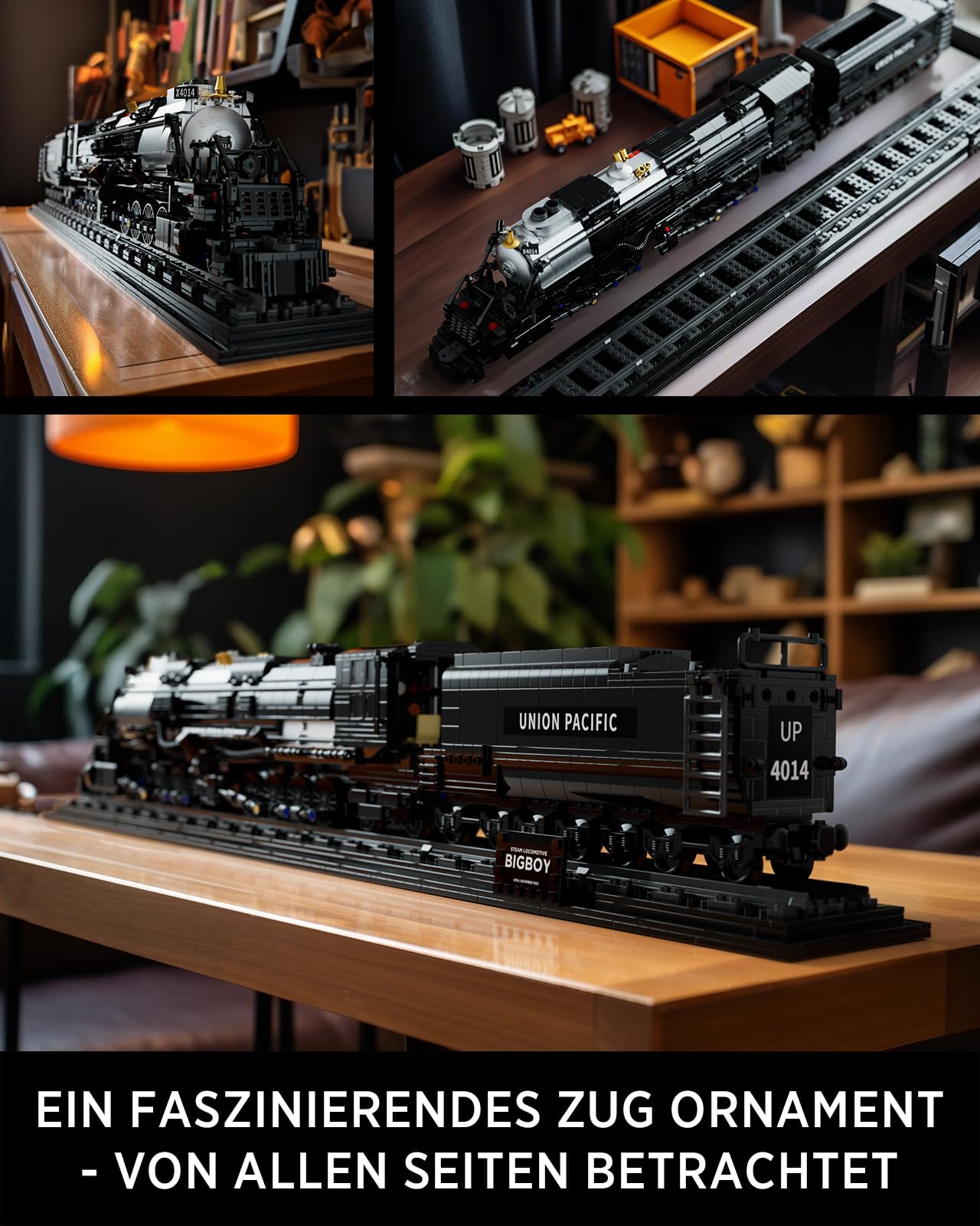 Nifeliz Zug Big Boy Retro Dampflok Klemmbausteine Set, Lokomotive Modell mit Schienen Bauspielzeug, Zug Eisenbahn Geschenk für Erwachsene und Jungen (1818 Teile)