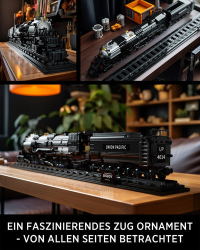 Nifeliz Zug Big Boy Retro Dampflok Klemmbausteine Set, Lokomotive Modell mit Schienen Bauspielzeug, Zug Eisenbahn Geschenk für Erwachsene und Jungen (1818 Teile)