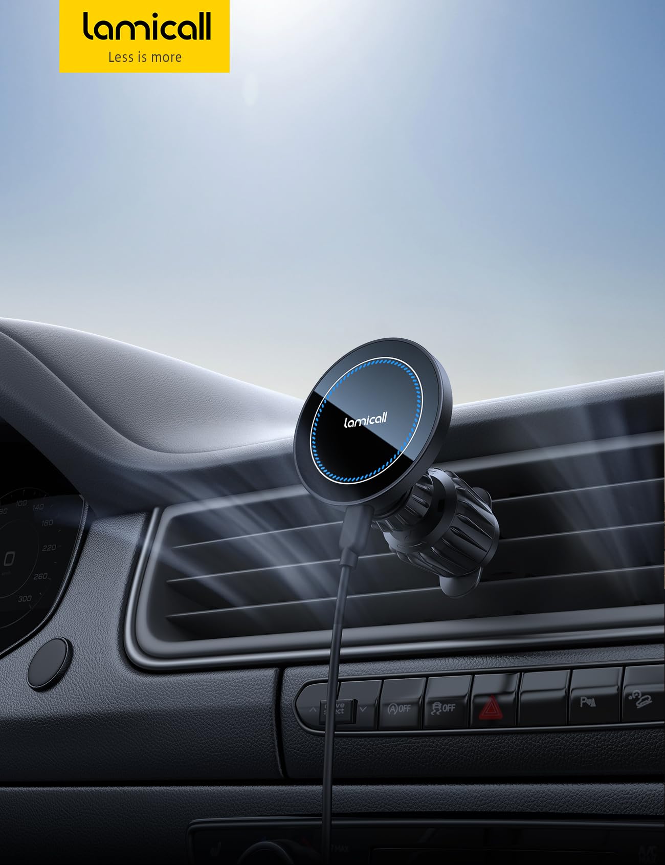 Lamicall 15W für MagSafe Autohalterung mit Ladefunktion - [TOP Schnelles Laden] Handyhalterung Auto für MagSafe Ladegerät Auto Lüftung, Wireless KFZ Handyhalter Magnet für iPhone 17/16/15/14/13/12