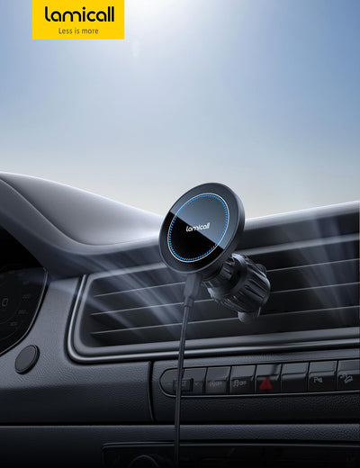 Lamicall 15W für MagSafe Autohalterung mit Ladefunktion - [TOP Schnelles Laden] Handyhalterung Auto für MagSafe Ladegerät Auto Lüftung, Wireless KFZ Handyhalter Magnet für iPhone 17/16/15/14/13/12