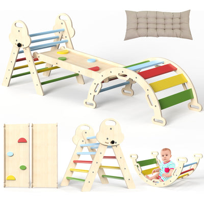Montessori Indoor Spielset: 7-in-1 Klettergerüst mit Rutsche, Bogen & Matte für Kleinkinder und Kinder (1-3 Jahre)