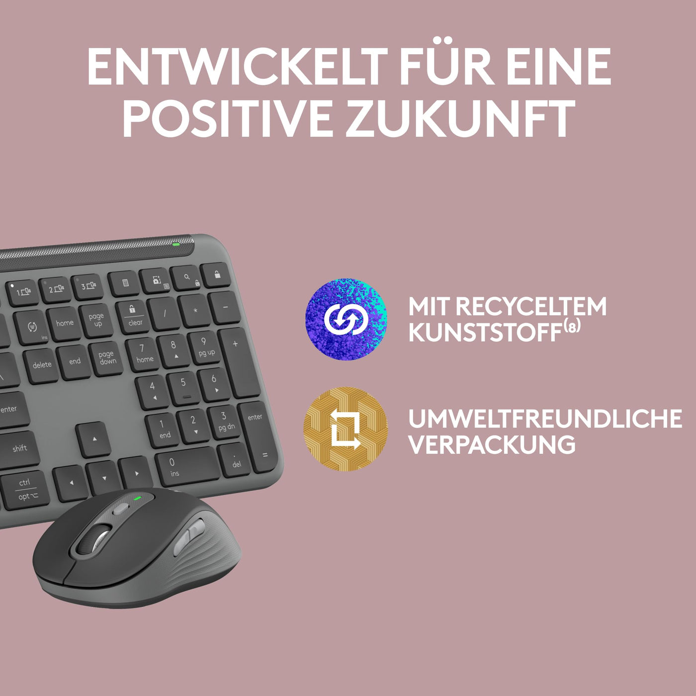 Logitech MK950 Signature Slim kabelloses Tastatur-Maus-Set, schlankes Design, leise tippen, Wechsel zwischen DREI Geräten, Bluetooth, mehrere Betriebssysteme, Windows, Mac, DEU QWERTZ-Layout, Graphit