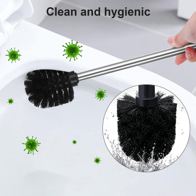Rovtop 4 Stück WC Klobürste Schwarz, Toilettenbürste mit 7.5 cm Durchmesser, WC Bürste mit Edelstahlstiel, Toilet Brush, Toilettenbürste Edelstahl Klobürste Ersatz