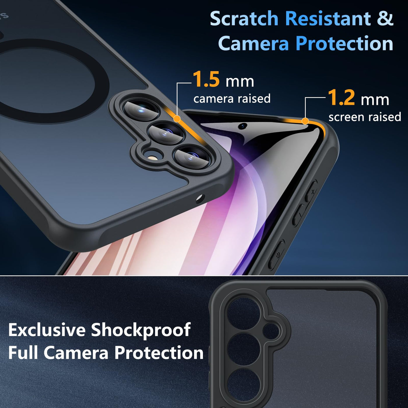 Hülle für Samsung Galaxy S23 FE 5G für Magsafe mit Panzer Schutz Glas, [Schutz in Militärqualität] Stoßfest Magnetisch Handyhülle Samsung S23 FE Case Dünn Outdoor Cover Schutzhülle für S23 FE, Schwarz