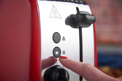 Russell Hobbs Toaster [für 2 Scheiben] Colours Plus Edelstahl Rot (extra breite Toastschlitze, inkl. Brötchenaufsatz, 6 Bräunungsstufen + Auftaufunktion, Lift & Look-Funktion, 1600W) 26554-56