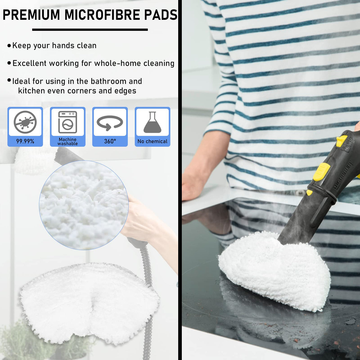 12 Stück Mikrofaser-Tuchset, Zubehör Kompatibel für Kärcher Dampfreiniger Easyfix SC2 SC3 SC4 SC5, 3 Mikrofaser-Überzugsset + 2 Schleiflappen + 3 Handdüse Microfiber Cloth + 4 Rundbürsten