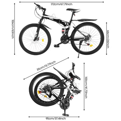 KumuJ 26 Zoll Mountainbike, 21 Gang Schaltung MTB Mountain mit Scheibenbremse Geschwindigkeits-Klapprad,Mountainbike mit Höhenverstellbar Sitz Fahrrad,für Herren und Damen (blau und weiß)
