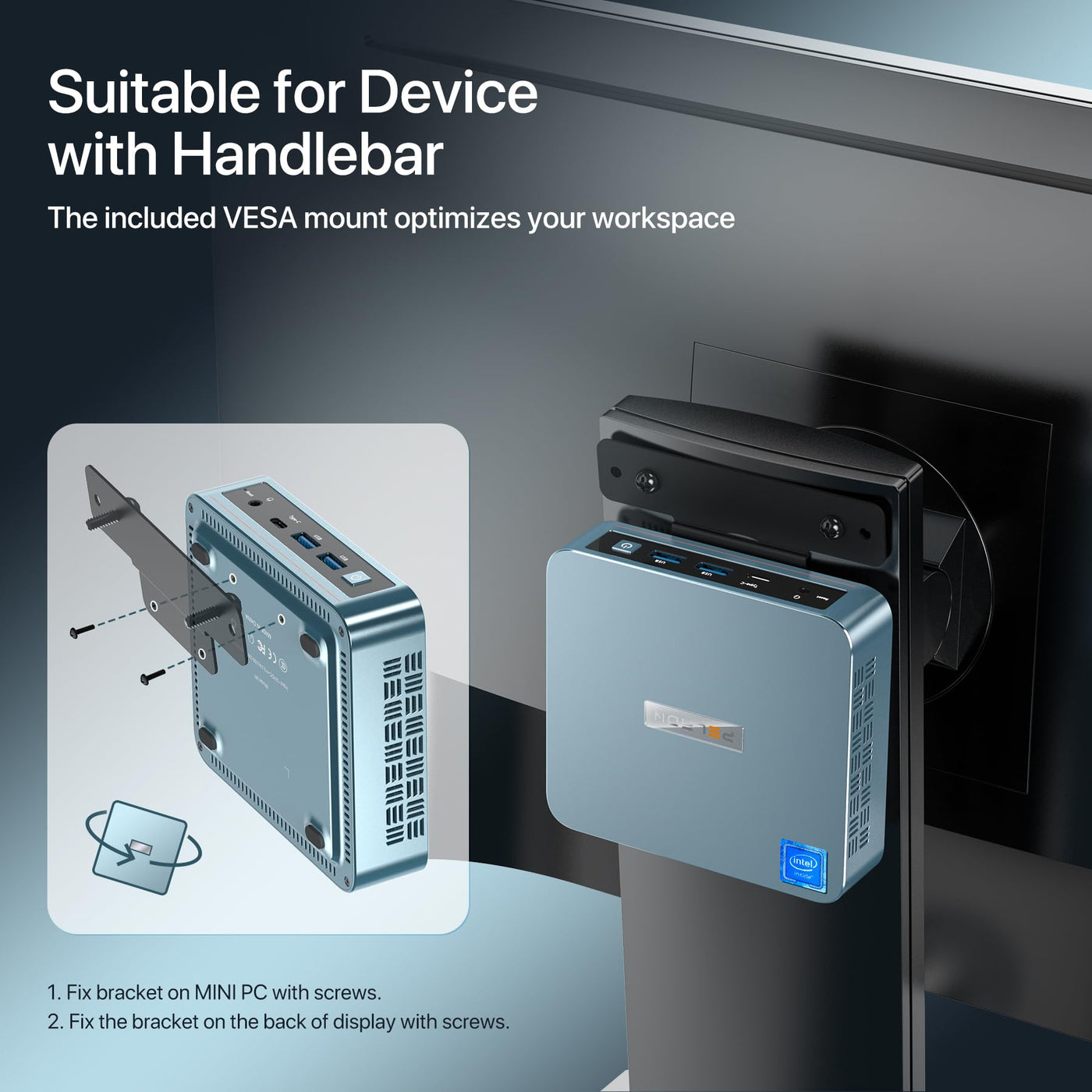 PELADN WI-6 Mini PC, 12th Gen N100 (bis zu 3,4 GHz), 16 GB DDR4 RAM, 512 GB M.2 SSD, 4K Dual Display & Type-C, USB3.2, WiFi5, BT4.2, Win 11 Pro für Zuhause/Büro/Schule