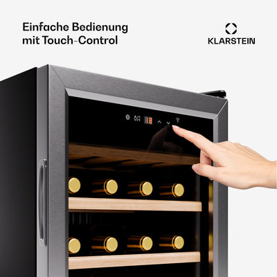 Klarstein Weinkühlschrank,1 Zone Getränkekühlschrank, Leiser Indoor/Outdoor Kühlschrank, 63 Liter Flaschenkühlschrank Klein, Weinschrank für Getränke, Weinkühler für 24 Flaschen, 5-18°C