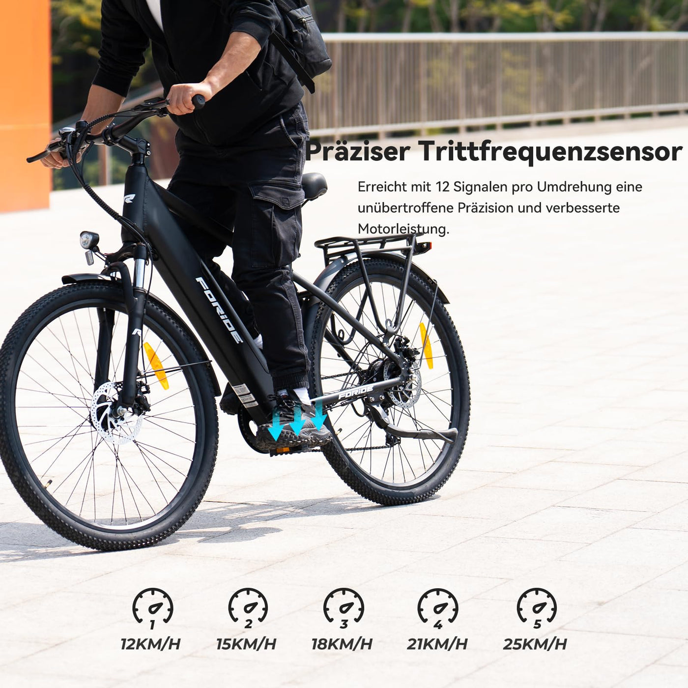 Foride Roamer 1 27,5" E-Bike für Erwachsene, 7 Gang Elektrofahrrad mit Austauschbarem 36V 13Ah Akku, 250W Motor, 25 km/h und 100km Reichweite E-Bike Damen Herren für Städtische Pendler