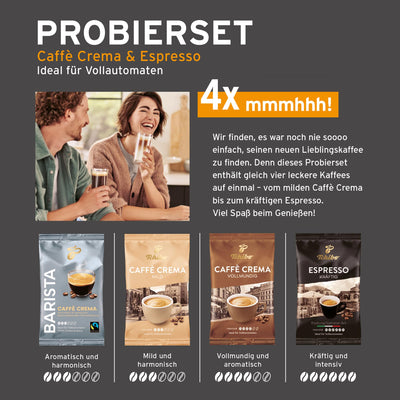 Tchibo Kaffeevollautomat Esperto Caffè für Caffè Crema und Espresso, Metallic Sand - INKLUSIVE Kaffeeprobierset GRATIS