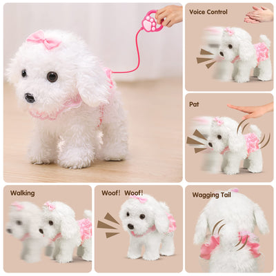 OR OR TU Hund Spielzeug Fernbedienung Elektronische Haustiere Plüschwelpe für Kinder Mädchen 3 4 5 6 7+ Jahre Geschenk, Interaktiver Realistisches Spielzeug
