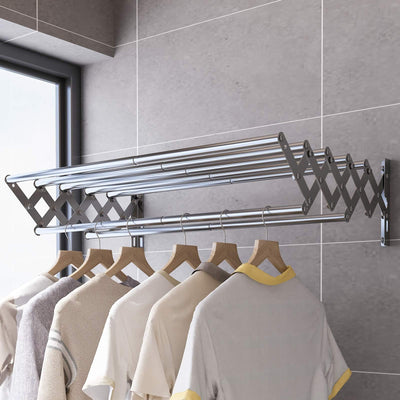 Wuciray Wäscheständer Wand Ausziehbar Klappbar Wandtrockner 80cm Edelstahl Balkon Ständer Wandwäschetrockner Wandmontage Platzsparender Handtuchhalter Clothes Drying Rack für Waschraum