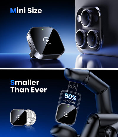 Jumpeak CarPlay Wireless Adapter 2025 Upgrade von Wired CarPlay auf Wireless, Mini-USB-Design für Autos mit Wired CarPlay, Plug und Play, Schnelle und Stabile Verbindung für CarPlay mit iPhone