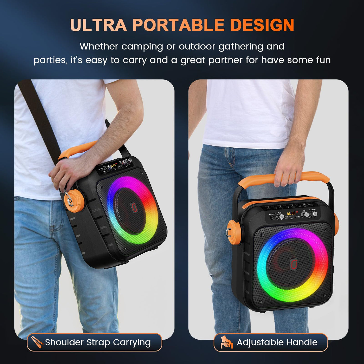 JYX Karaoke Maschine, Karaoke Anlage Mit 2 Mikrofonen, Tragbare Karaoke Maschine Mit 2 Drahtlosen Mikrofone, Bluetooth Lautsprecher Box Für Erwachsene/Kinder Mit Led Lichteffekte