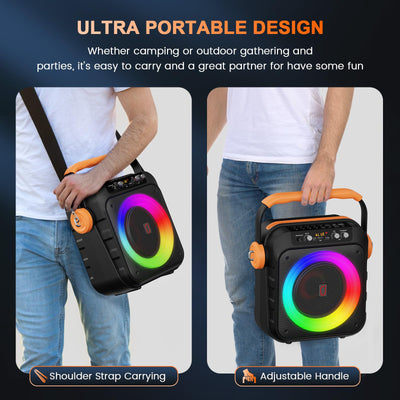 JYX Karaoke Maschine, Karaoke Anlage Mit 2 Mikrofonen, Tragbare Karaoke Maschine Mit 2 Drahtlosen Mikrofone, Bluetooth Lautsprecher Box Für Erwachsene/Kinder Mit Led Lichteffekte