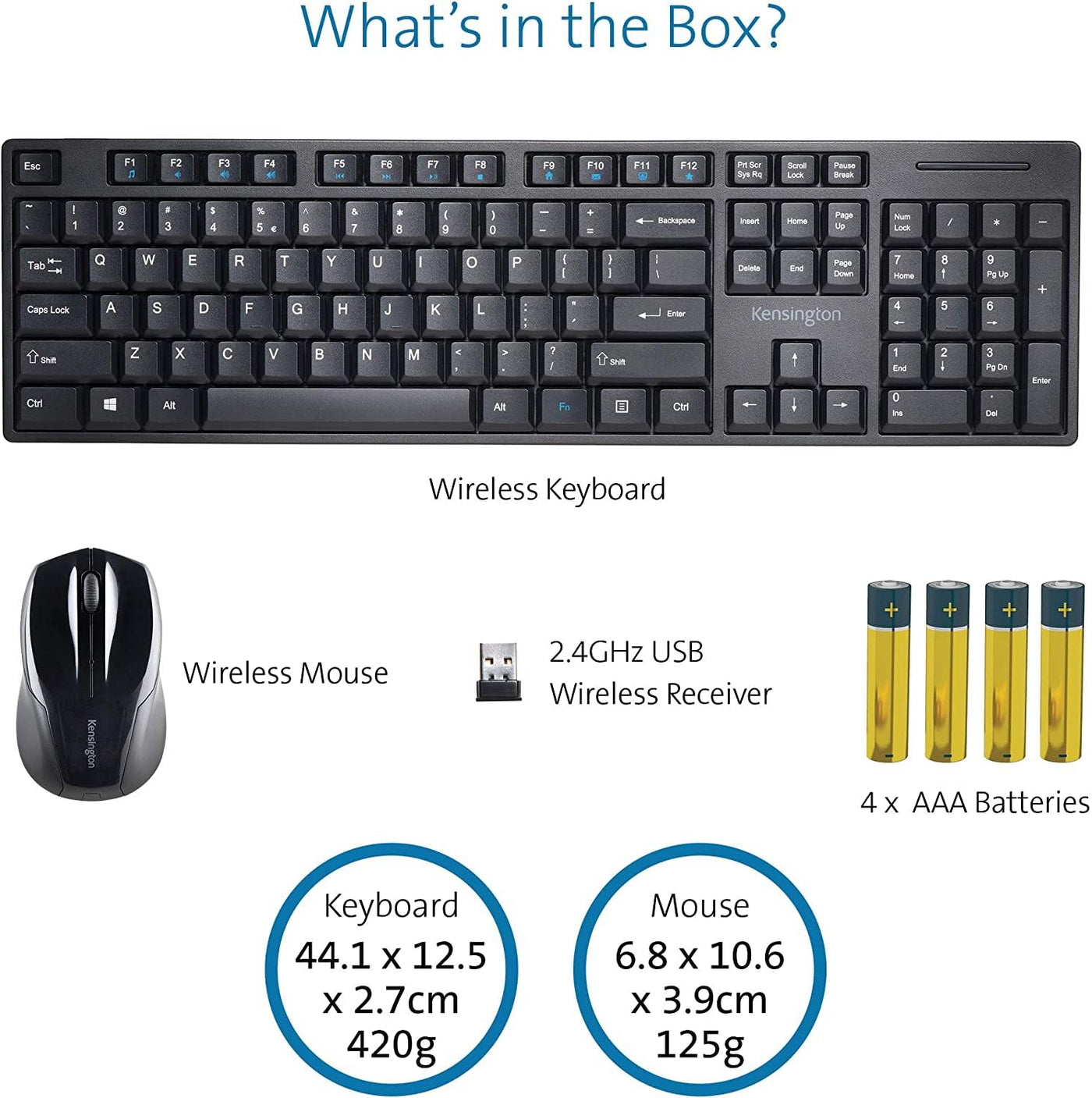 Kensington Pro Fit® Wireless Desktop Set (DE), QWERTZ-Version, ideal fürs Home Office, schwarz, K75230DE