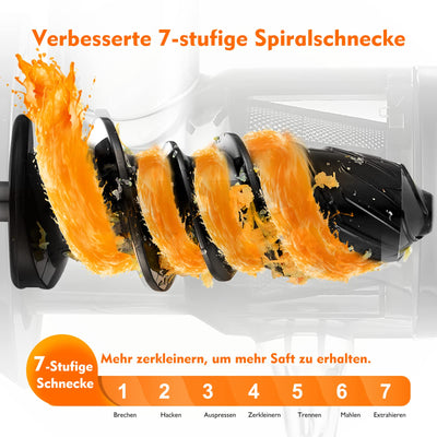 AMZCHEF Entsafter Gemüse und Obst Testsieger - Entsafter Slow Juicer mit Rückwärts-Kau-Funktion - Zartes Zerkleinern ohne Filtern - Saftpresse Elektrisch mit Bürste und 2 Tassen - Silber