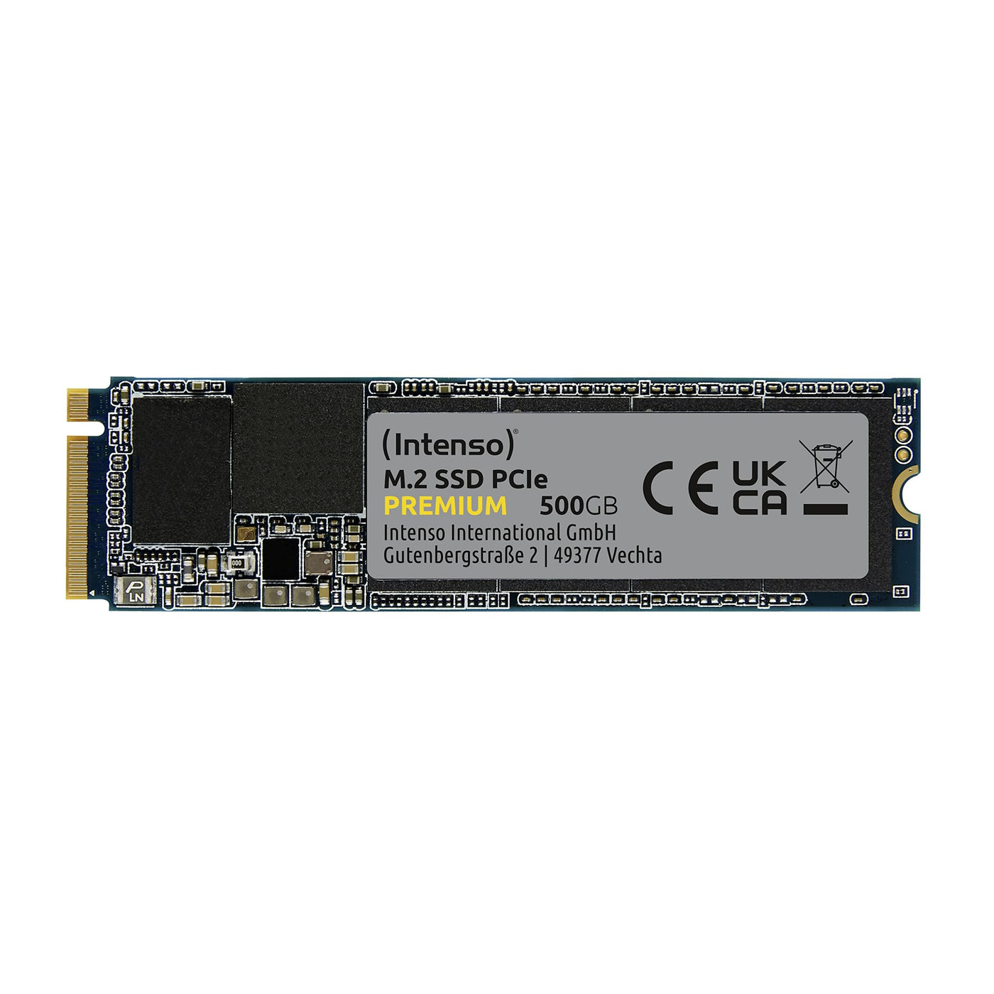 Intenso 500GB M.2 SSD PCIe Premium, bis zu 2100 MB/s, Festkörper-Laufwerk (PCI Express Gen.3x4 NVMe 1.3, Solid State Drive)