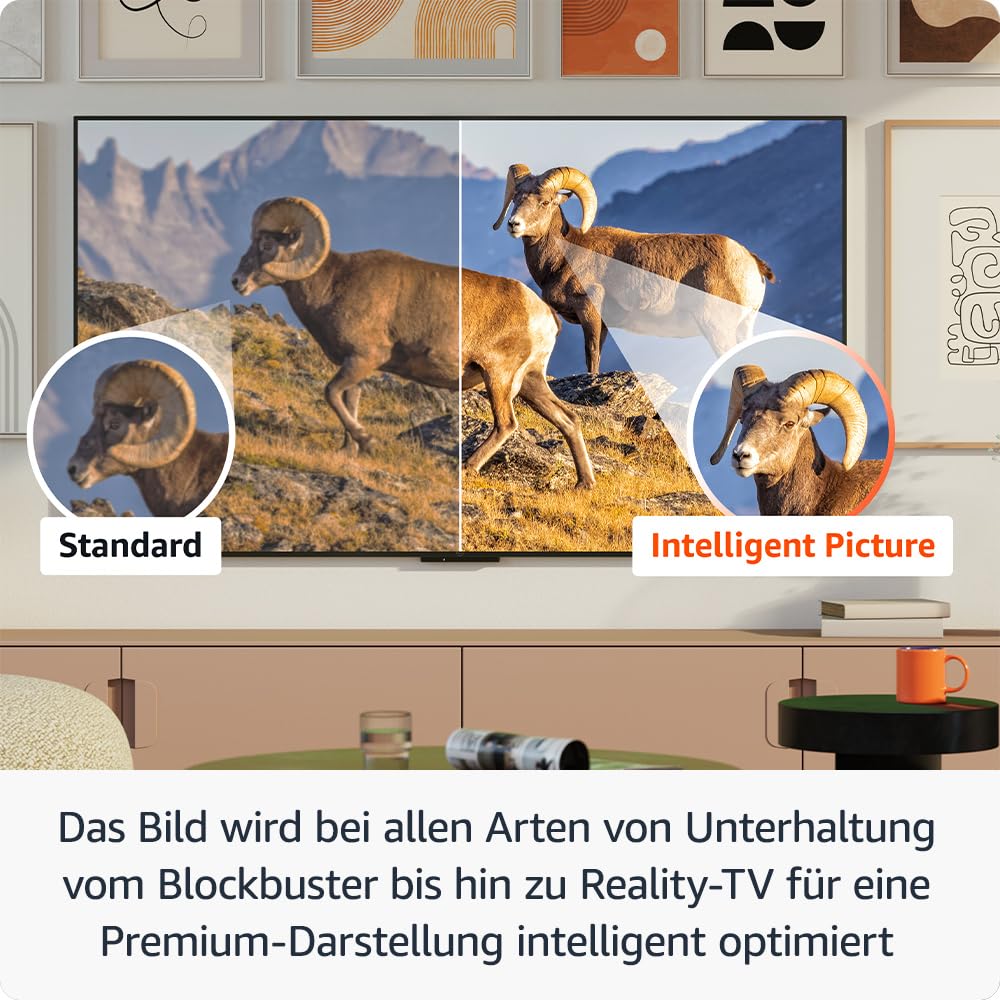 Wir stellen vor: Die Amazon Fire TV Omni-Mini-LED-Serie, QLED-Smart-TV mit 55 Zoll (139 cm), 4K UHD, Dolby Vision IQ, Ambient-TV, 144-Hz-Spielmodus, Local Dimming und Sprachsteuerung mit Alexa