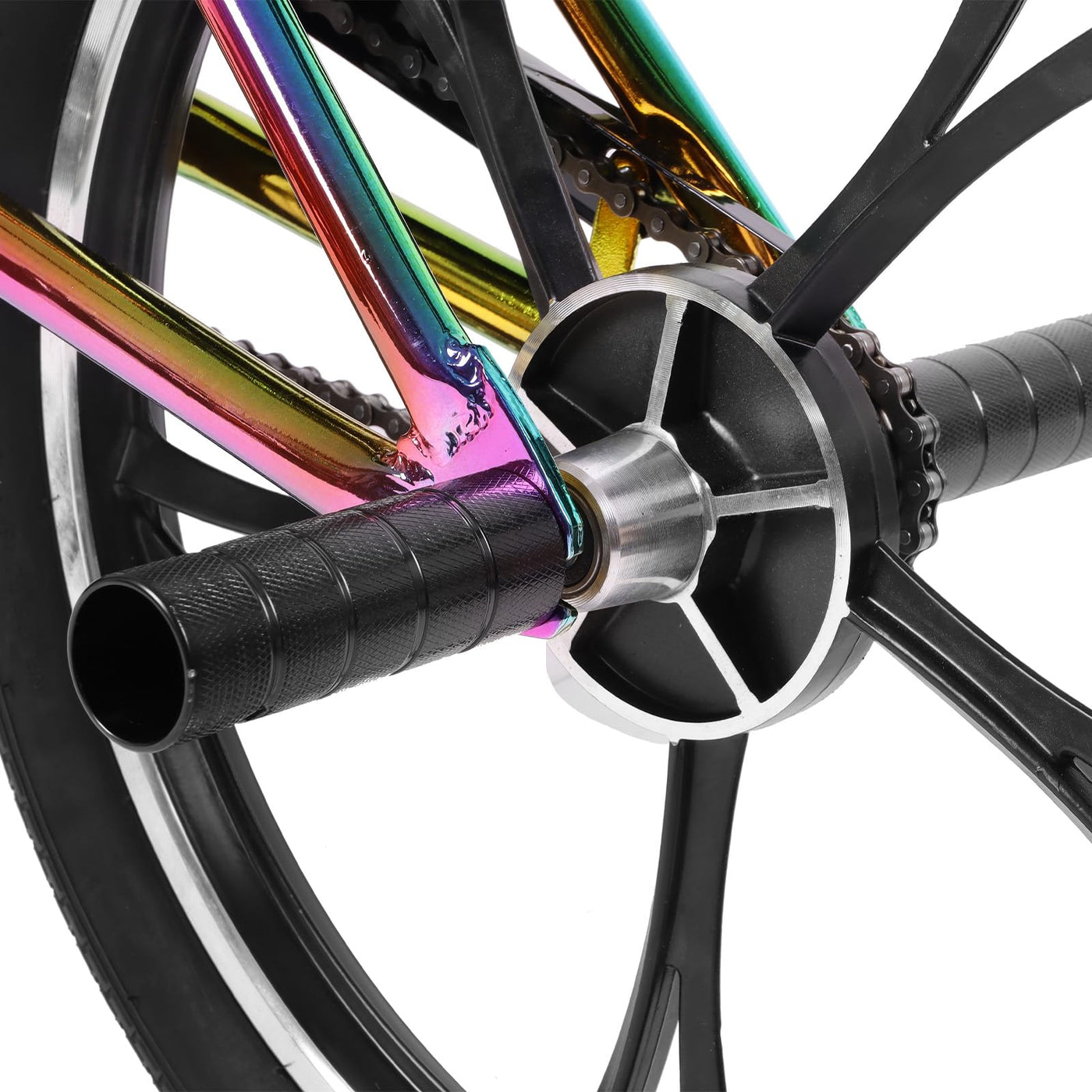 Hiland 20 Zoll 5 Speichen Kinder BMX Fahrrad für Jungen Mädchen ab 7 8 9 10 Jahre alt, 360 Grad Rotor Freestyle, 4 Pegs Single Speed Kinder BMX Fahrrad Regenbogen