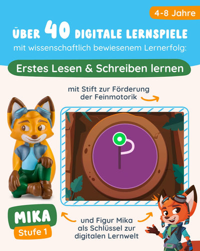 Edurino Starterset Mika Erstes Lesen & Schreiben (Stufe 1) ab 4 inkl. Eingabestift | Innovatives und digitales Lernspiel | Spielerisches Lernen von Buchstaben, Silben & Reimen