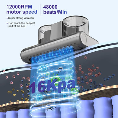 Milbensauger für Matratzen, 16KPA Milbenstaubsauger mit UV-Licht 500W Starke Saugkraft Milbensauger mit Heißluftfunktion Ultraschall Entfernt 99,9 % der Bakterien, Allergene und Hausstaubmilben