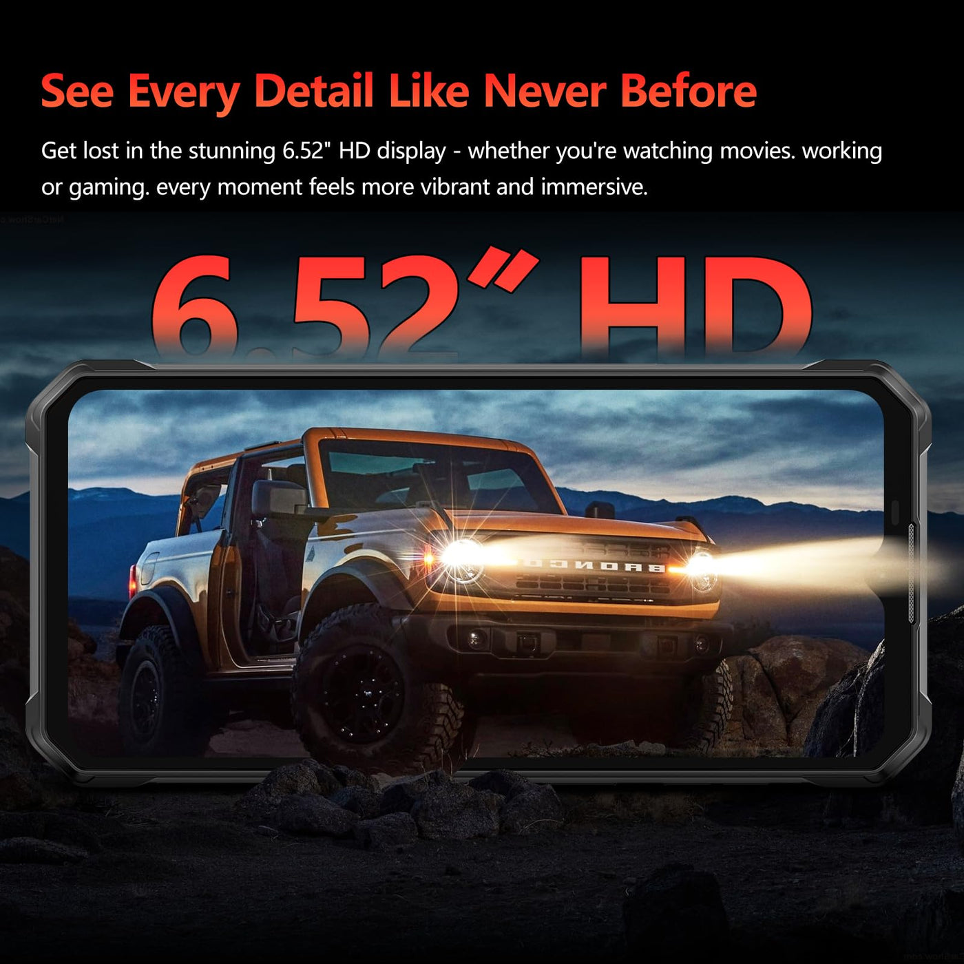 OUKITEL WP53 PRO Outdoor Smartphone Android 15, 24GB(8+16)+ 256GB/1TB Outdoor Handy Ohne Vertrag, 11000mAh Baustellenhandy, 126dB Lautsprecher, 6.52"HD, 50MP, 900lm Camping Licht, 4G Dual SIM/IP68/NFC