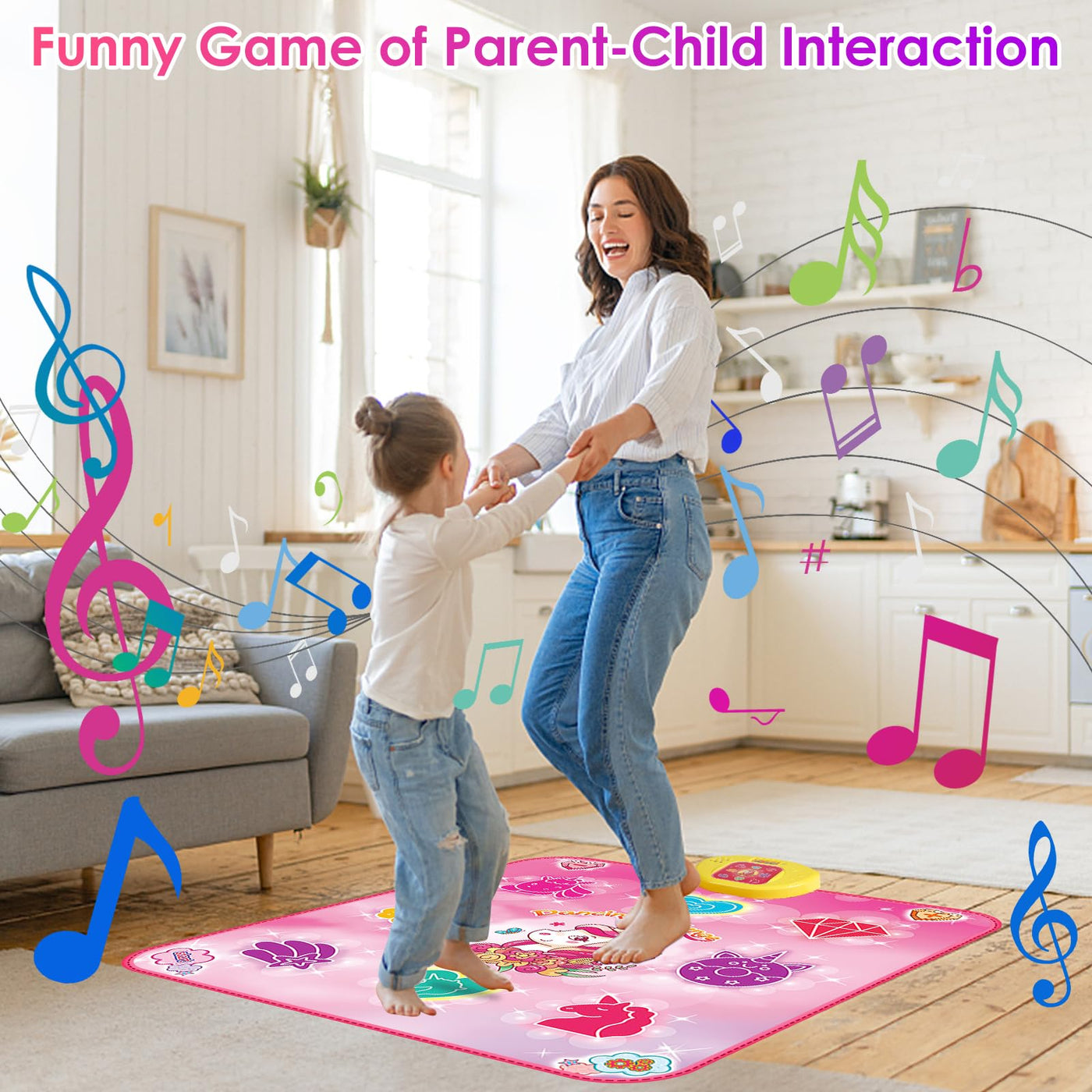 ZWOOS Tanzmatte für Kinder ab 3-12+ Jahre, Beleuchtete Tanzmatte Spielzeug Kinder, Elektronisch Musik Tanzpad Geschenke für Mädchen ab 3 4 5 6 7 8 9 10 11 12 Jahren zu Weihnachten und zum Geburtstag