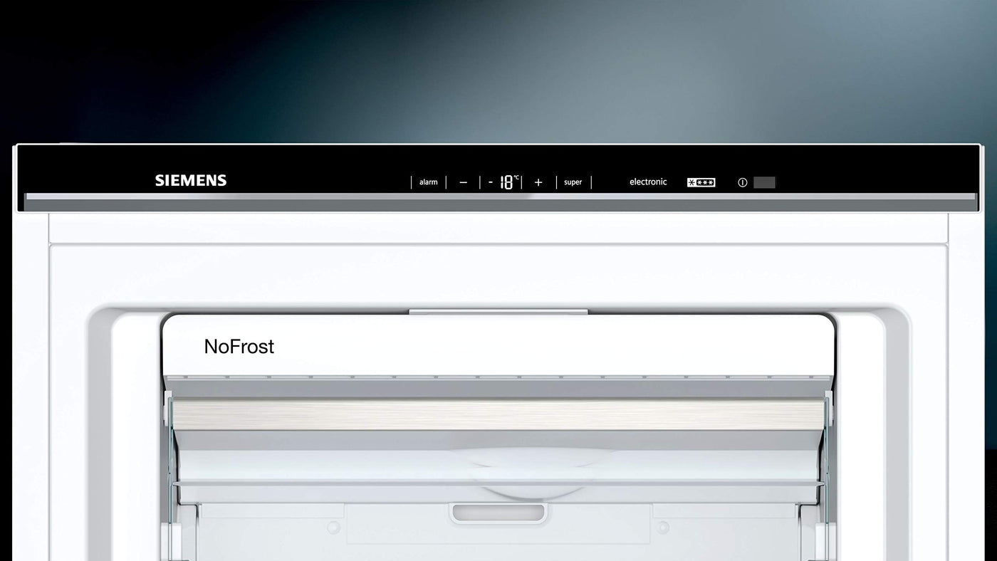 Siemens GS54NAWCV iQ500 Gefrierschrank, 176 x 70 cm, 327 L, noFrost nie wieder abtauen, bigBox Platz für großes Gefriergut, varioZone flexible Glas-und Schubladen, Weiß