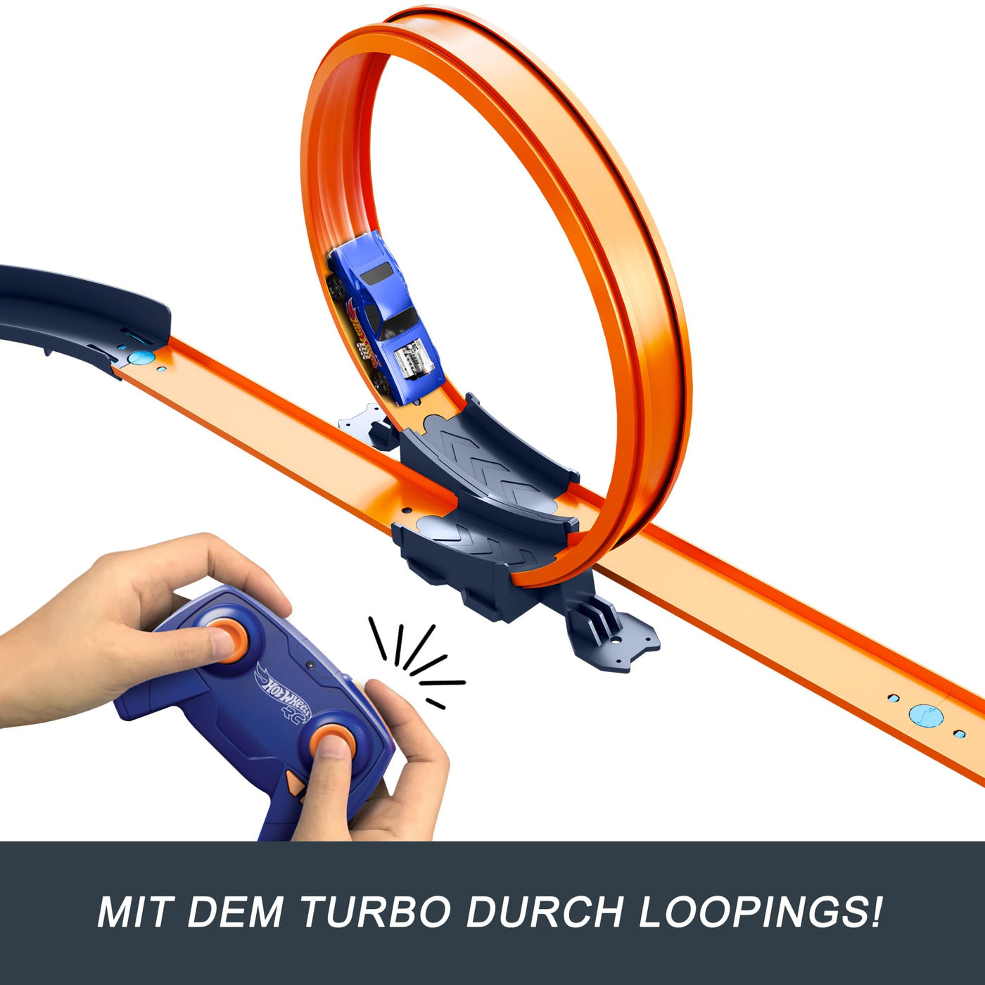 Hot Wheels Spielzeugauto-Trackset mit ferngesteuertem Fahrzeug im Maßstab 1:64 und mehr als 30 Trackteilen, Mehreren Konfigurationen, HXX45