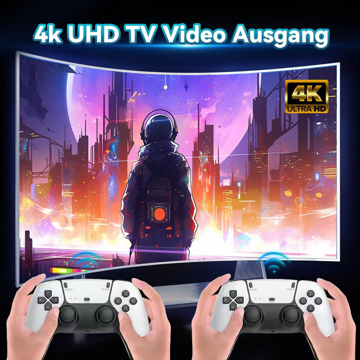 XIXIMENG M15 Retro Konsole Game Stick 50000+ Spielen 28 Emulator,4K HD Retro-Spielkonsole mit Zwei kabellose Controller,Plug and Play Wireless Videospielkonsole für TV,Geschenk für Erwachsene (128G)