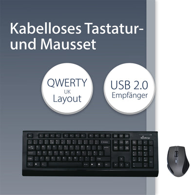 MediaRange Funk-Tastatur- und Maus-Set, QWERTY (UK), schwarz/grau