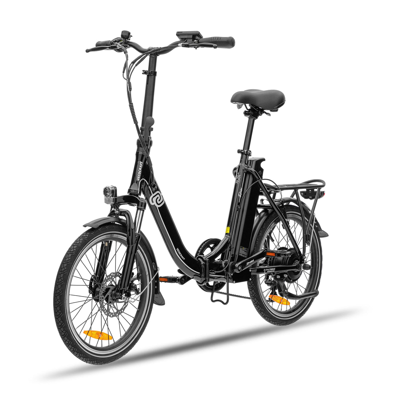 VecoCraft E-Pax E-Bike Klapprad, 20 Zoll E-Klapprad, Elektrofahrrad mit 7-Gang, herausnehmbarem 36V/13Ah Akku, Reichweite bis zu 55-95km, 250W Heckmotor, e Bike klapprad schwarz