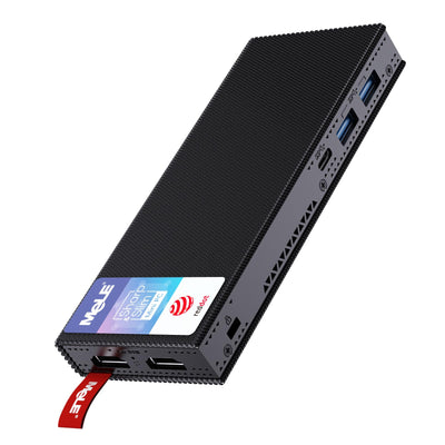 MeLE PCG02 Pro Lüfterloser Mini-PC Stick, Reddot Gewinner 2024, N100 8GB 128GB, Dual HDMI2.0, 4k 60Hz, BIOS-Entsperrung für Linux Ubuntu