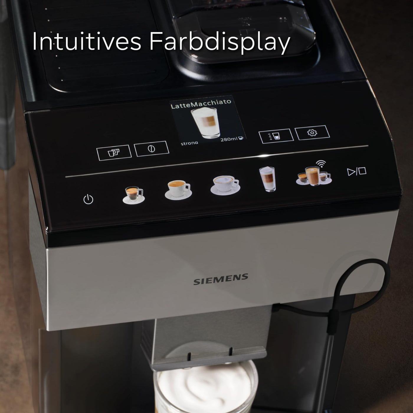 Siemens Kaffeevollautomat EQ500 classic TP516DX3, App-Steuerung, viele Kaffeespezialitäten, Milchaufschäumer, Doppeltassenfunktion, automat. Dampfreinigung, 1500 W, edelstahl/klavierlack schwarz