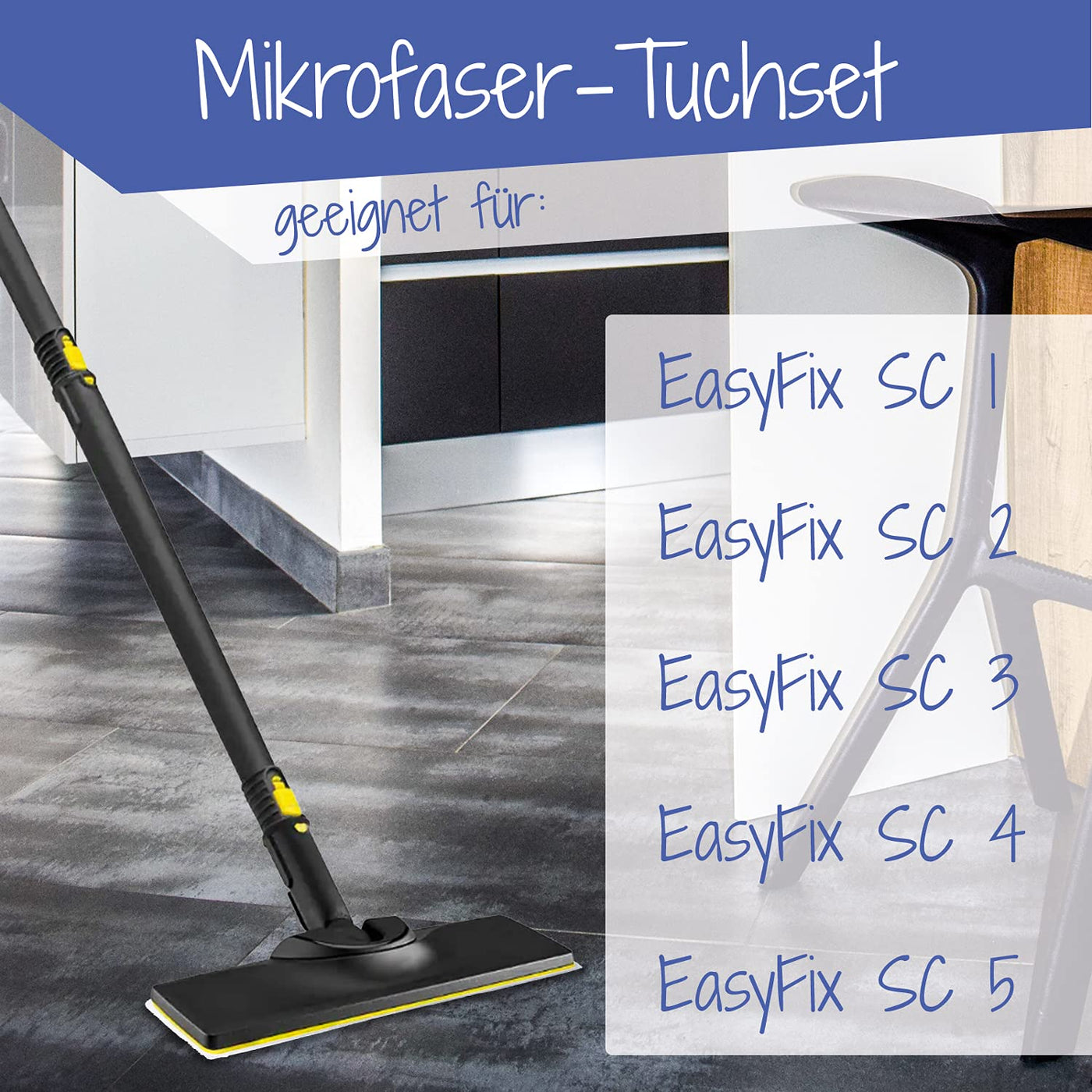 8 Mikrofaser-Tuchset waschbar, für Kärcher Dampfreiniger EasyFix SC 2, SC 3, SC 4, SC 5 (4 Bodendüse + 4 Handdüse)