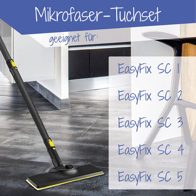 8 Mikrofaser-Tuchset waschbar, für Kärcher Dampfreiniger EasyFix SC 2, SC 3, SC 4, SC 5 (4 Bodendüse + 4 Handdüse)