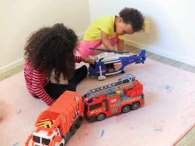 Dickie 186380 Toys Müllauto, Müllabfuhrwagen, Müllwagen, Spielzeugauto, batteriebetriebene Gabel mit Mülltonne, Kippfunktion, Licht & Sound, inkl. Batterien, 46 cm groß, ab 3 Jahren