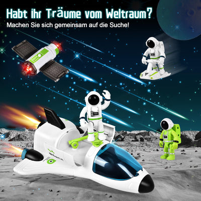 Herenear Space Raketen Spielzeug für Kinder, Space Shuttle Modell für 3 6 8 9 Jahre Kinder, Space Mission Raumschiff Spielzeug, STEM Luft Raumfahrt Raketenwerfer, 5-in-1 Lernspielzeug mit Motorroller