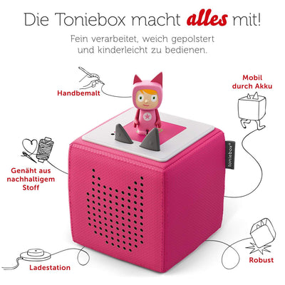 Toniebox Extrapack – Toniebox Starterset Pink mit Kreativtonie + 4 x Pferde Hörfiguren, Audioplayer für Hörbücher und Lieder, kabellose Musikbox mit Pferde Hörspiel