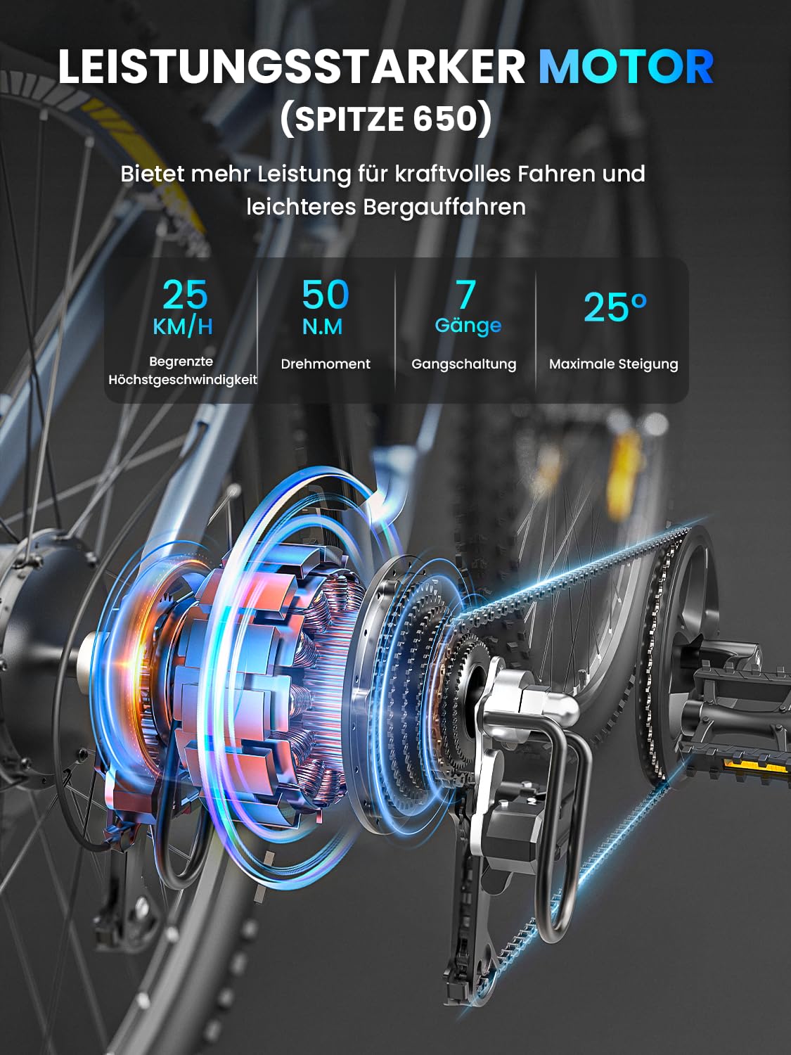 Eleglide Mopride3 E Bike, 29 Zoll E-Bike Herren Damen mit Hydraulische Scheibenbremse, 48V 12Ah Akku, 250W Motor, 120KM, APP, 7-Gang, Elektrofahrräder für Städtische Pendler und Geländereiten