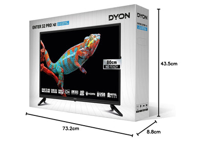DYON Enter 32 Pro X2 80 cm (32 Zoll) Fernseher (Triple Tuner (DVB-C/-S2/-T2), Hotelmodus, USB-Media Play.) [Modelljahr 2022], Schwarz…