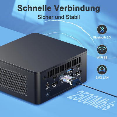 Intel NUC 12 Pro Mini PC Core i5-1240P|12 Kerne 16 Threads Mini Desktop Computer Iris Xe Grafik|16GB RAM 512GB SSD|Windows 11 Pro Desktop Mini Computer|Bluetooth 5.3|WiFi 6E |Thunderbolt4