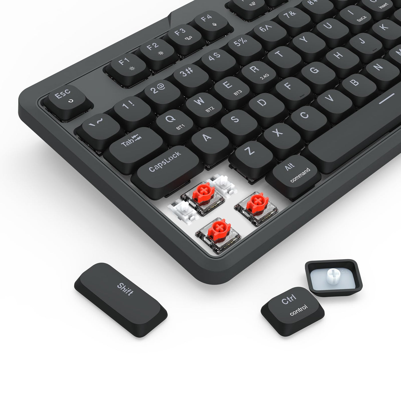 Redragon K706 PRO 75% kabellose Gasket RGB-Gaming-Tastatur, 3-Modi, 82 Tasten, kompakte mechanische Tastatur mit ultraflacher Platine, flachem linearen roten Schalter und Dual-Win/MAC-System