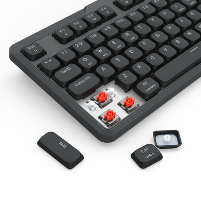 Redragon K706 PRO 75% kabellose Gasket RGB-Gaming-Tastatur, 3-Modi, 82 Tasten, kompakte mechanische Tastatur mit ultraflacher Platine, flachem linearen roten Schalter und Dual-Win/MAC-System