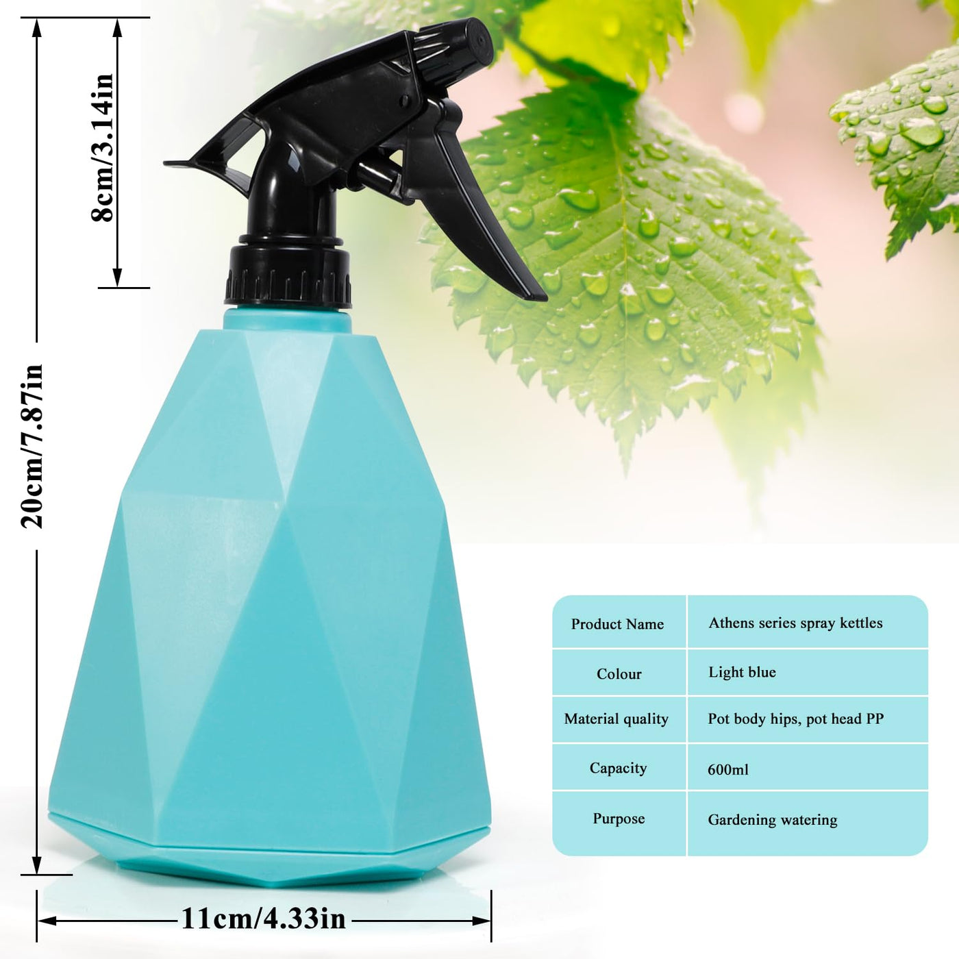 MOTOKER Sprühflaschen für Pflanzen, 600ml Leere Wassersprühflaschen, Kunststoff Wiederverwendbare Einstellbare Nebelsprüher Spritzflaschen Behälter Nachfüllbar für Reinigungslösungen, Gartenarbeit,