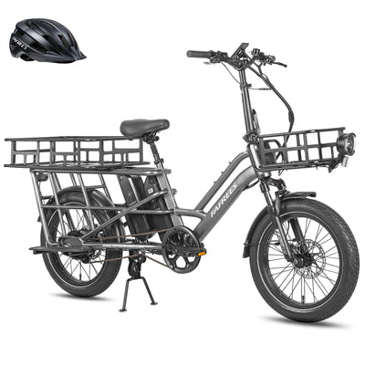 Fafrees FF20 CUV Familie Elektro Fahrrad 20 Zoll [ Offiziell ] Damen E Bike Herren 25km/h Pedelec, 200kg 75N.m, 12Ah 48V*2 Akku, Hydraulischbremsen Fatbike für Erwachsene (Kindersitz, Grau)